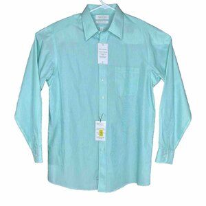 Roundtree & Yorke Shirt 16.5 / 35 Mint Green Stripe EZ Care Gold Label NWT